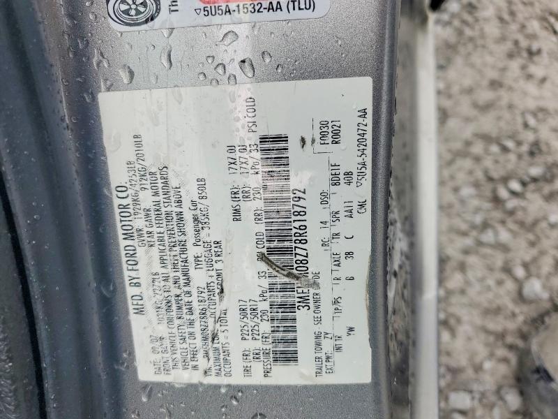 2008 Mercury Milan მანქანა იყიდება აუქციონზე, vin: 3MEHM08Z78R618792, აუქციონის ნომერი: 56829076