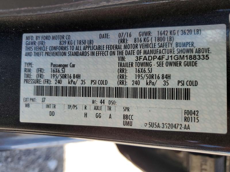 Продажа на аукционе авто 2016 Ford Fiesta, vin: 3FADP4FJ1GM188335, номер лота: 58266906