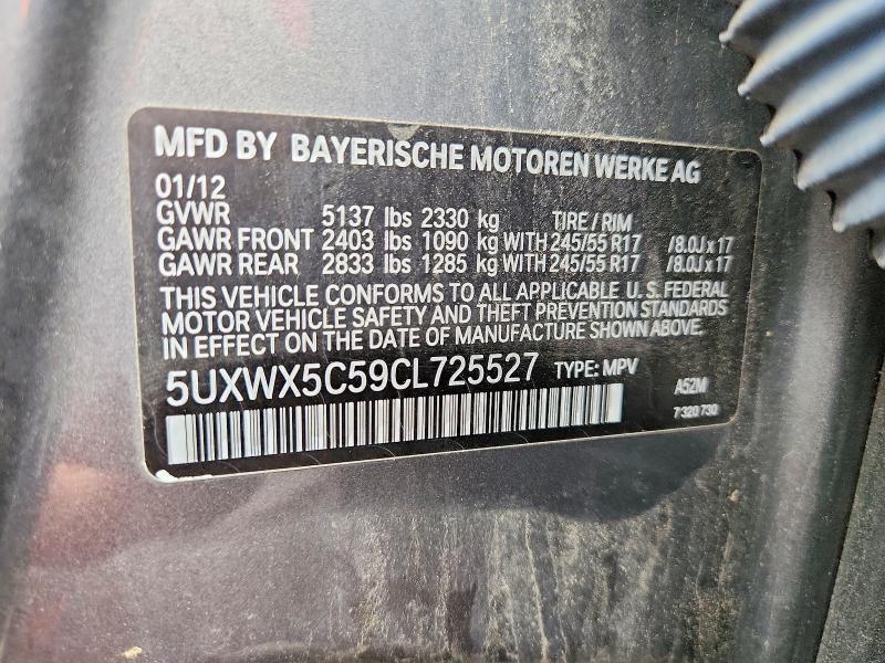 Aukcja sprzedaży 2012 Bmw X3, vin: 5UXWX5C59CL725527, numer aukcji: 59078706