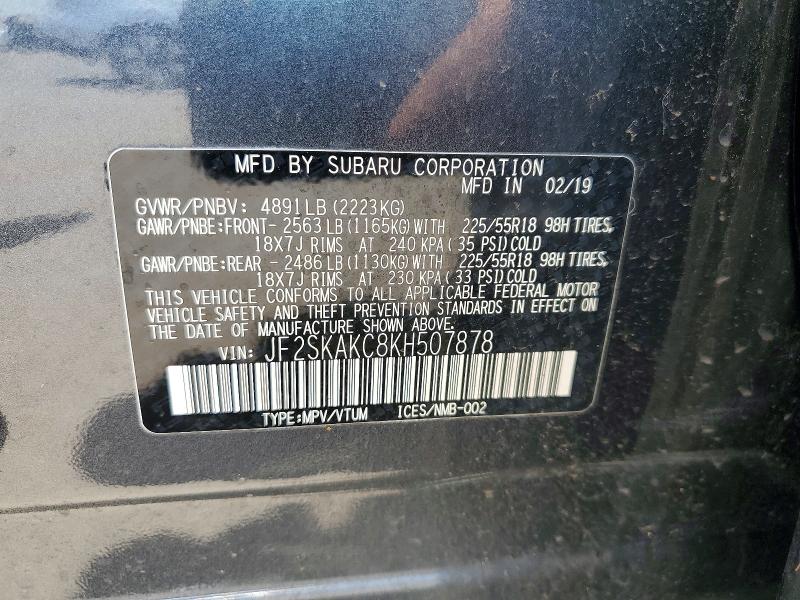 Продажа на аукционе авто 2019 Subaru Forester, vin: JF2SKAKC8KH507878, номер лота: 56703346