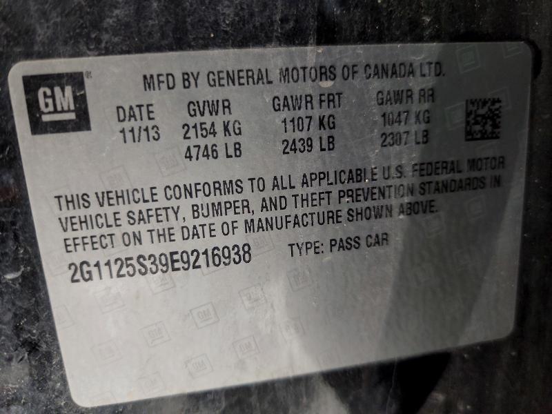 56498236 :رقم المزاد ، 2G1125S39E9216938 vin ، 2014 Chevrolet Impala مزاد بيع