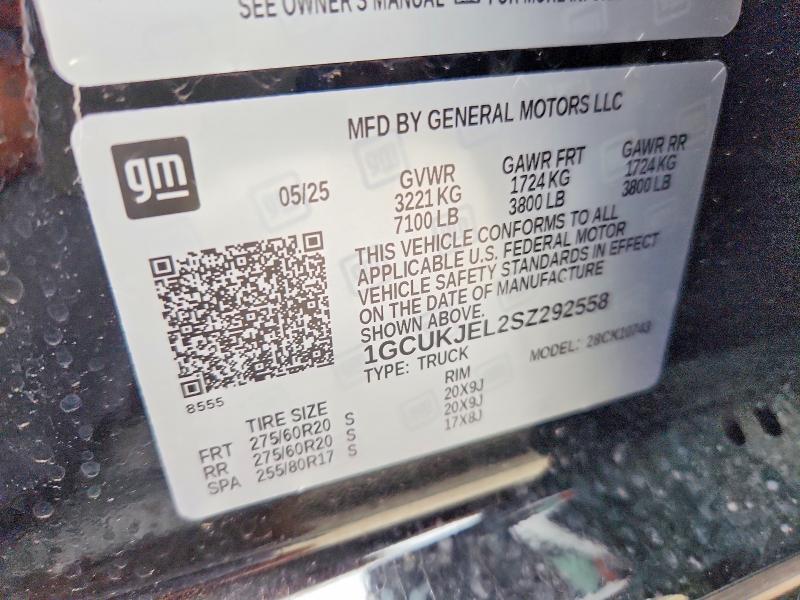 Продажа на аукционе авто 2025 Chevrolet Silverado, vin: 1GCUKJEL2SZ292558, номер лота: 55982266
