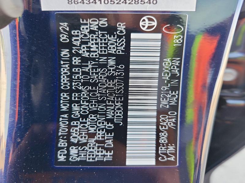 Продаж на аукціоні авто 2025 Toyota Corolla Hybrid, vin: JTDBCMFE1S3071316, номер лоту: 58800996