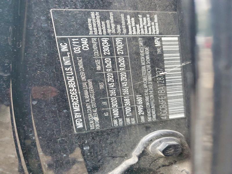2011 Mercedes-benz R მანქანა იყიდება აუქციონზე, vin: 4JGCB6FE1BA128737, აუქციონის ნომერი: 58287246