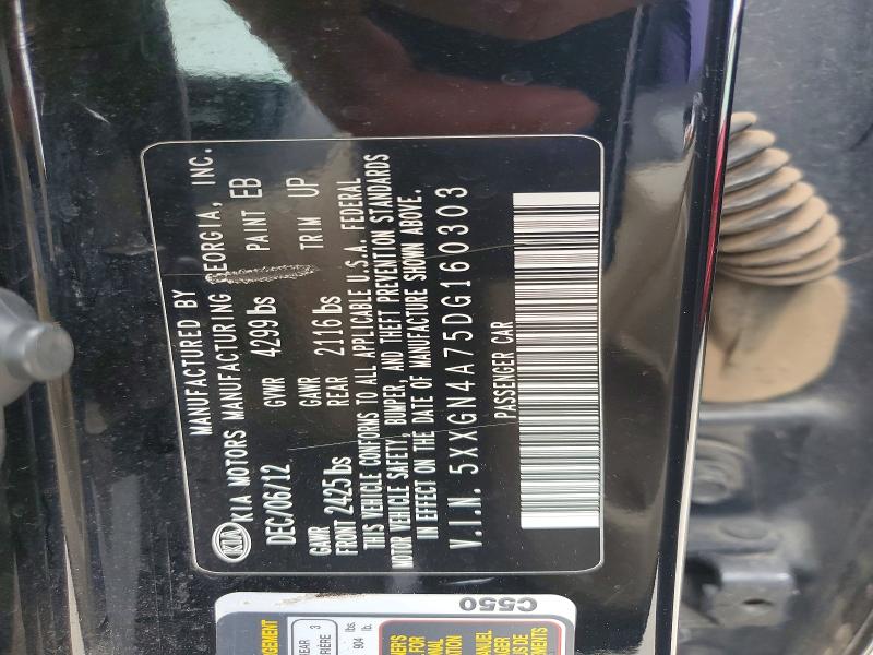 58698506 :رقم المزاد ، 5XXGN4A75DG160303 vin ، 2013 Kia Optima مزاد بيع
