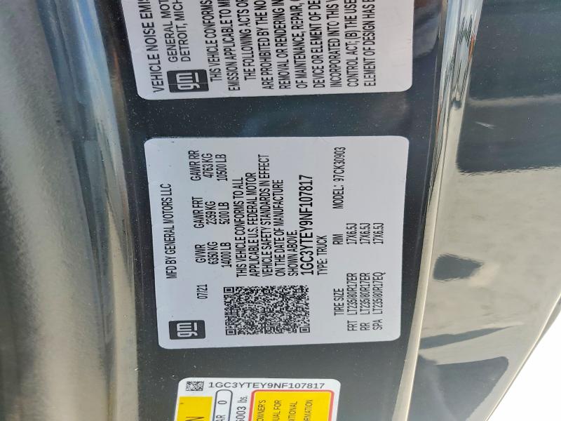 Aukcja sprzedaży 2022 Chevrolet Silverado, vin: 1GC3YTEY9NF107817, numer aukcji: 73342745