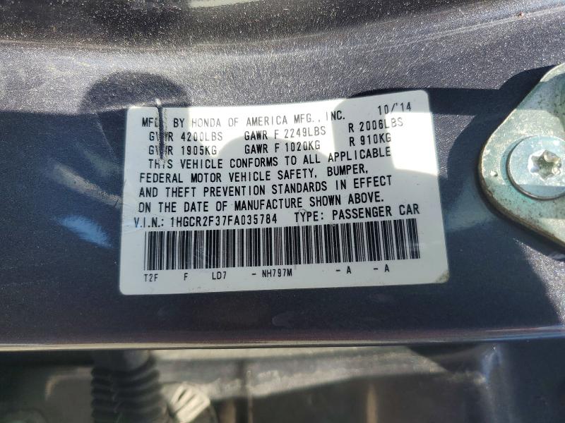 Aukcja sprzedaży 2015 Honda Accord, vin: 1HGCR2F37FA035784, numer aukcji: 62152666