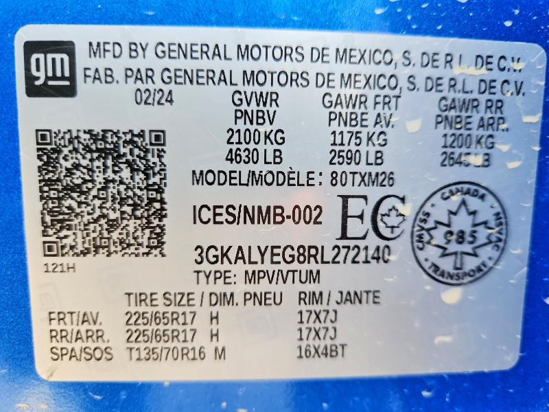 2024 Gmc Terrain მანქანა იყიდება აუქციონზე, vin: 3GKALYEG8RL272140, აუქციონის ნომერი: 56365386