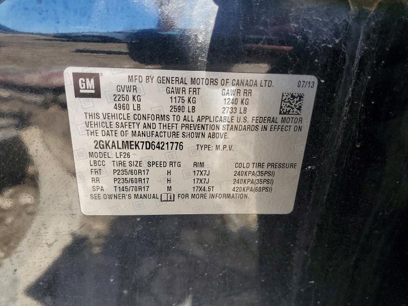 Aukcja sprzedaży 2013 Gmc Terrain, vin: 2GKALMEK7D6421776, numer aukcji: 58026616