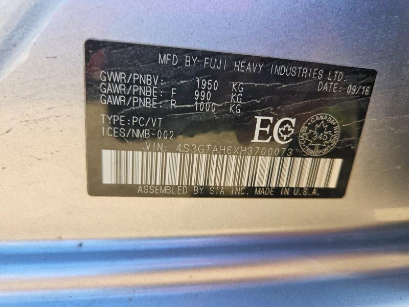 2017 Subaru Impreza მანქანა იყიდება აუქციონზე, vin: 4S3GTAH6XH3700073, აუქციონის ნომერი: 55775006