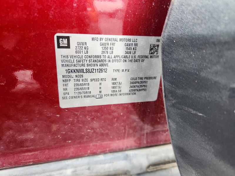 2018 Gmc Acadia მანქანა იყიდება აუქციონზე, vin: 1GKKNMLS8JZ112612, აუქციონის ნომერი: 58391156