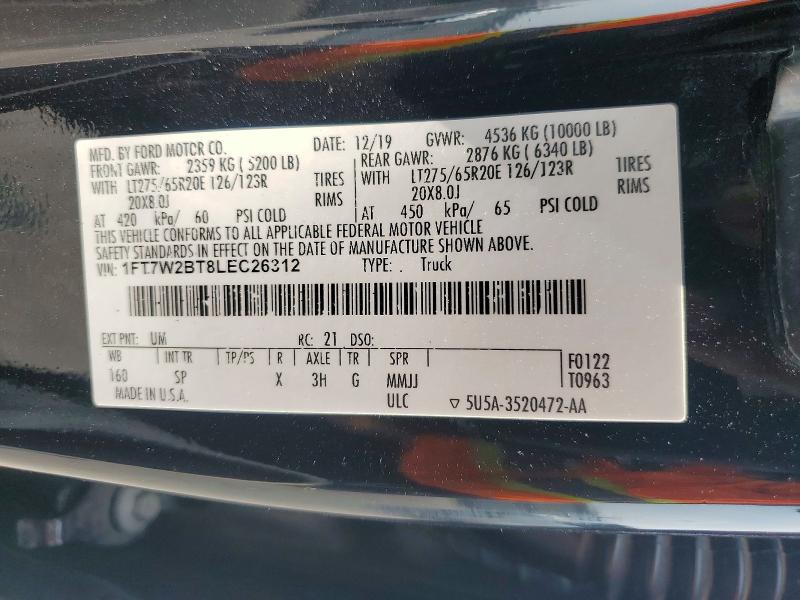 Продажа на аукционе авто 2020 Ford F250, vin: 1FT7W2BT8LEC26312, номер лота: 56976416