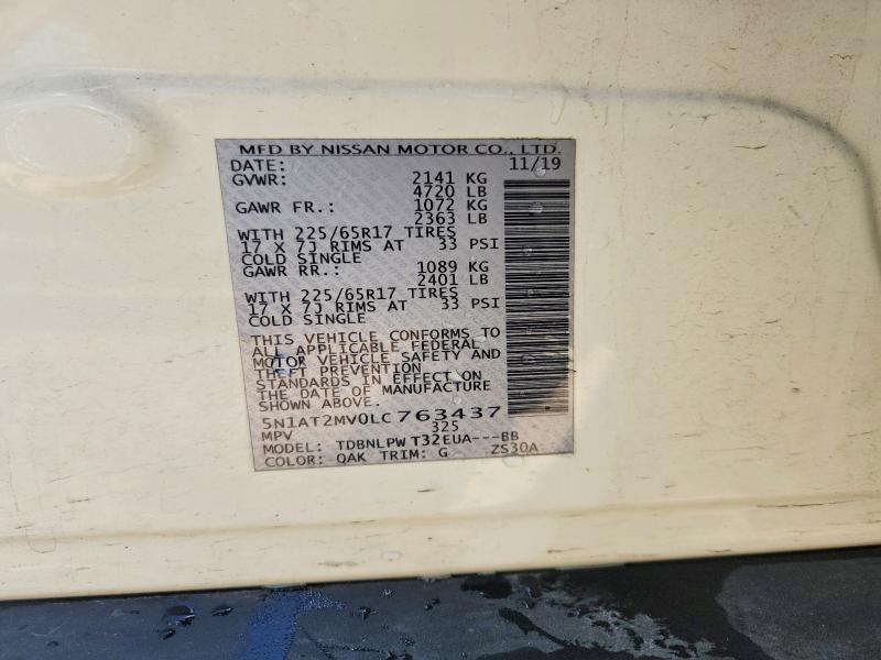 58712886 :رقم المزاد ، 5N1AT2MV0LC763437 vin ، 2020 Nissan Rogue مزاد بيع