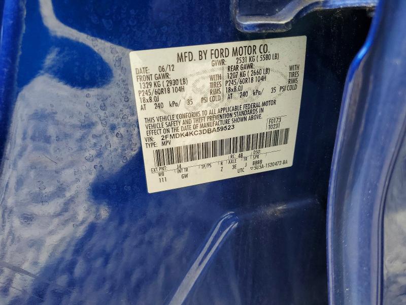 Продаж на аукціоні авто 2013 Ford Edge, vin: 2FMDK4KC3DBA59523, номер лоту: 55823316
