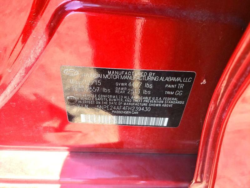 57090776 :رقم المزاد ، 5NPE24AF4FH239430 vin ، 2015 Hyundai Sonata مزاد بيع