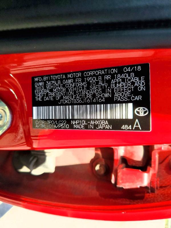 Продаж на аукціоні авто 2018 Toyota Prius C, vin: JTDKDTB36J1614164, номер лоту: 56157496