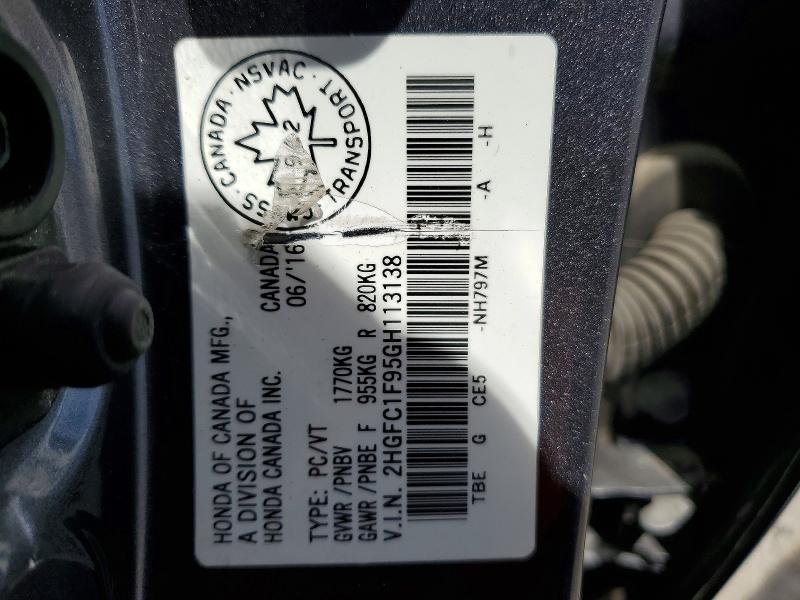 55718656 :رقم المزاد ، 2HGFC1F95GH113138 vin ، 2016 Honda Civic مزاد بيع