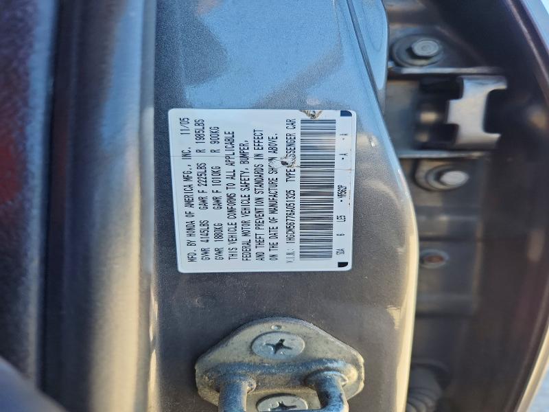 Продаж на аукціоні авто 2006 Honda Accord, vin: 1HGCM56776A051325, номер лоту: 57055396