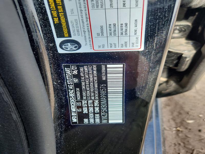 2021 Mercedes-benz E მანქანა იყიდება აუქციონზე, vin: W1KZF5KB0MA998576, აუქციონის ნომერი: 58567166