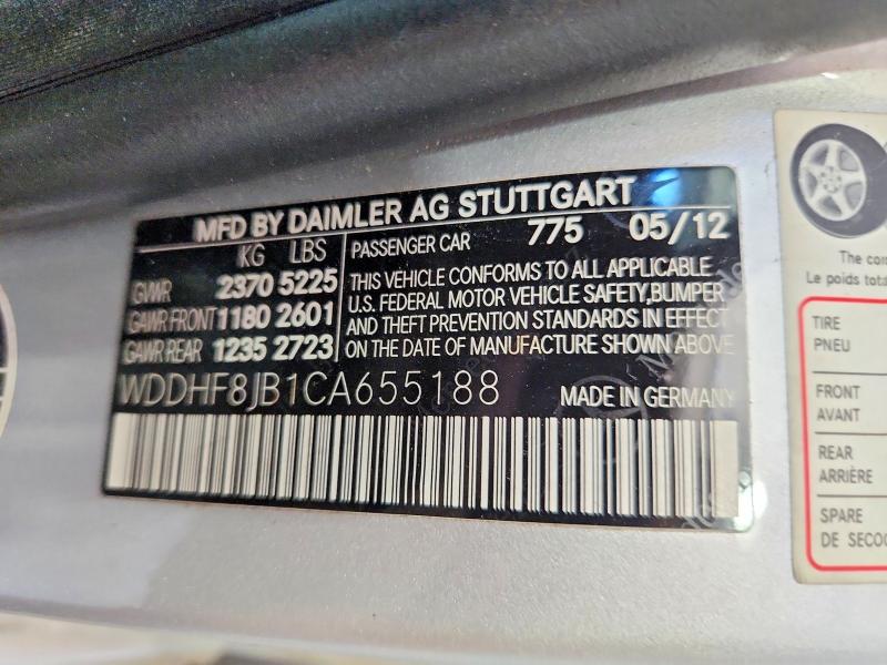 Продажа на аукционе авто 2012 Mercedes-benz E, vin: WDDHF8JB1CA655188, номер лота: 58806916