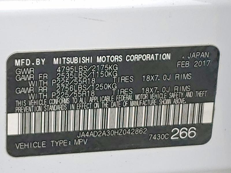Продажа на аукционе авто 2017 Mitsubishi Outlander, vin: JA4AD2A30HZ042862, номер лота: 59101186