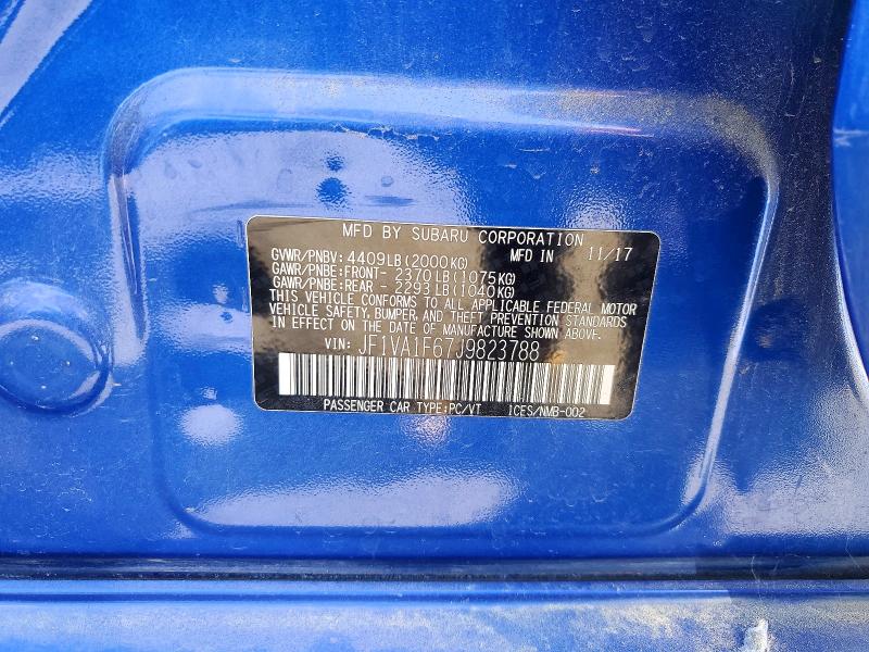 Aukcja sprzedaży 2018 Subaru Wrx, vin: JF1VA1F67J9823788, numer aukcji: 58234486