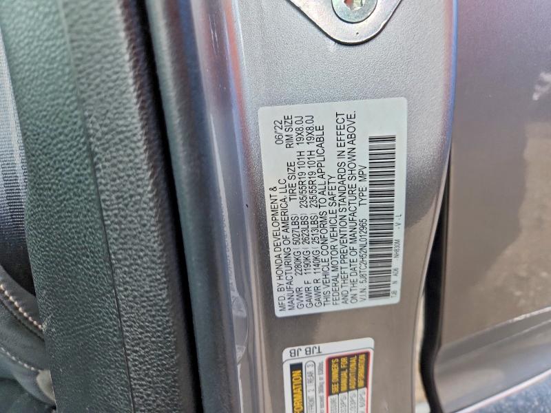 57214476 :رقم المزاد ، 5J8TC2H52NL012965 vin ، 2022 Acura Rdx مزاد بيع