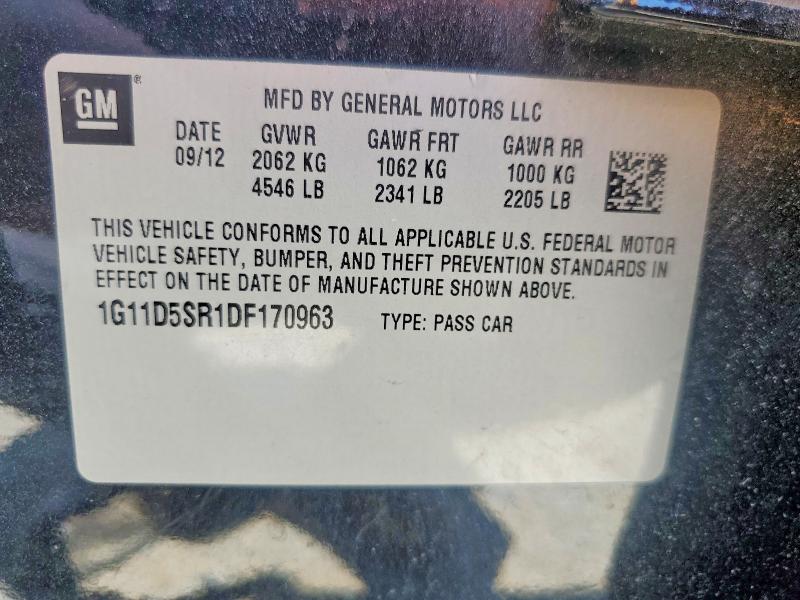 58394186 :رقم المزاد ، 1G11D5SR1DF170963 vin ، 2013 Chevrolet Malibu مزاد بيع