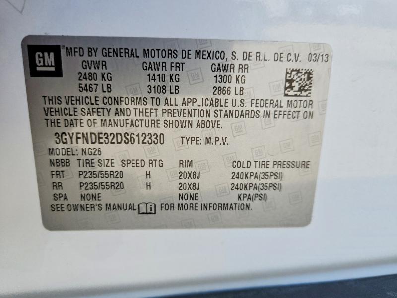 Aukcja sprzedaży 2013 Cadillac Srx, vin: 3GYFNDE32DS612330, numer aukcji: 58973266