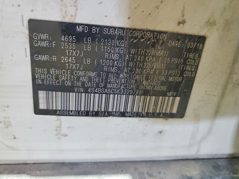 Продажа на аукционе авто 2019 Subaru Outback, vin: 4S4BSABC5K3329788, номер лота: 57497796