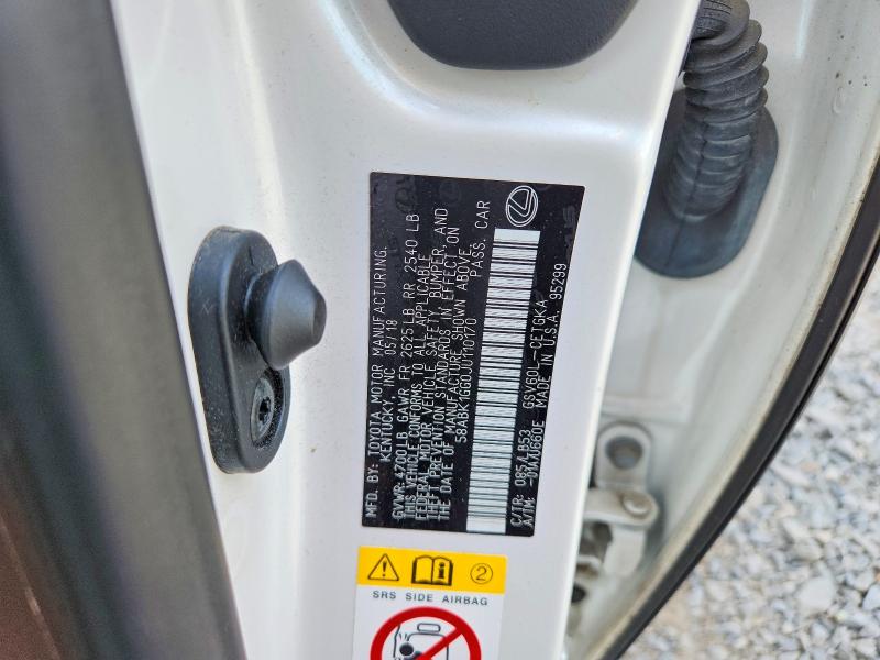 55060726 :رقم المزاد ، 58ABK1GG0JU110170 vin ، 2018 Lexus Es 350 مزاد بيع