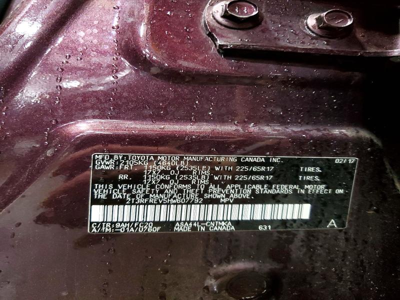 Aukcja sprzedaży 2017 Toyota Rav4, vin: 2T3RFREV5HW607792, numer aukcji: 55793906