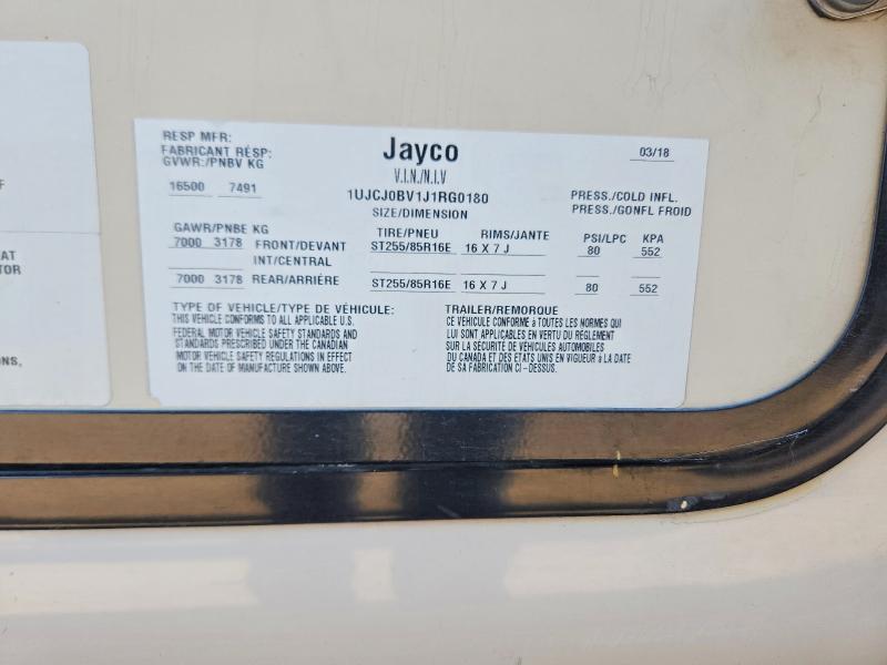 Продаж на аукціоні авто 2018 Jayco Pinnacle, vin: 1UJCJ0BV1J1RG0180, номер лоту: 56876316