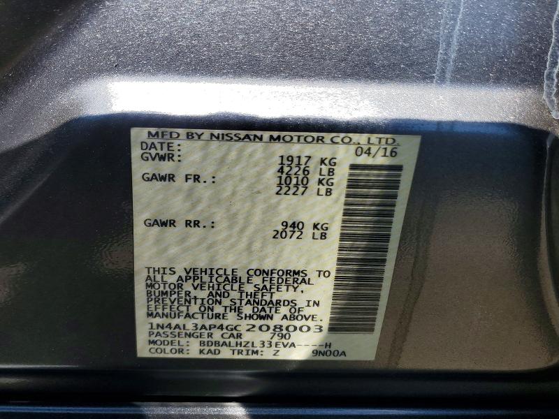 Aukcja sprzedaży 2016 Nissan Altima, vin: 1N4AL3AP4GC208003, numer aukcji: 57956396