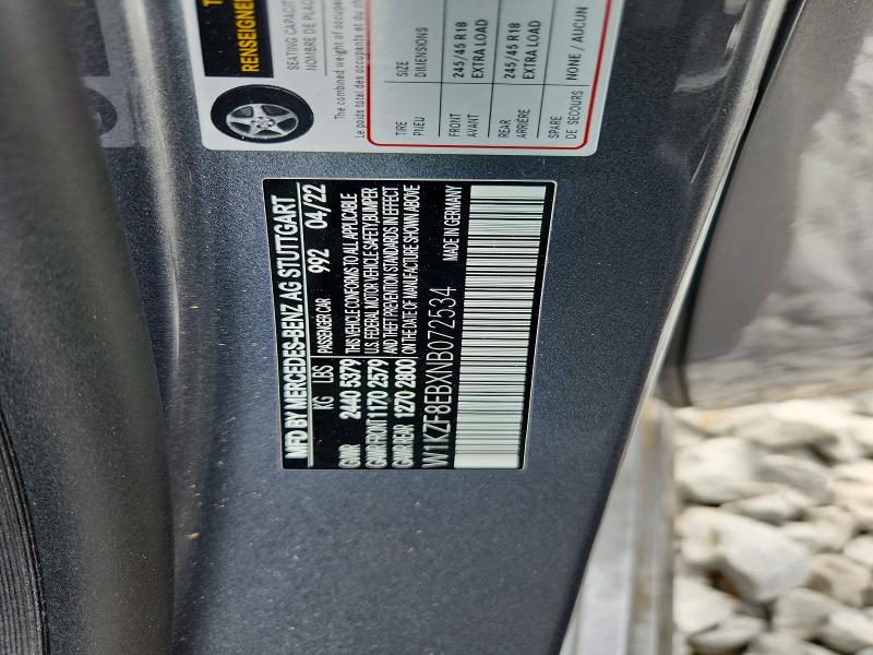 56826546 :رقم المزاد ، W1KZF8EBXNB072534 vin ، 2022 Mercedes-benz E مزاد بيع
