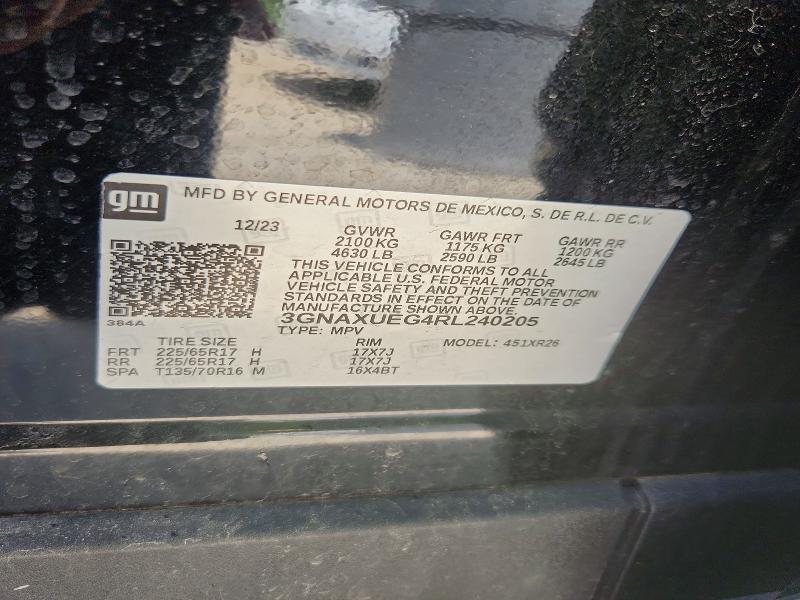 2024 Chevrolet Equinox მანქანა იყიდება აუქციონზე, vin: 3GNAXUEG4RL240205, აუქციონის ნომერი: 56333306