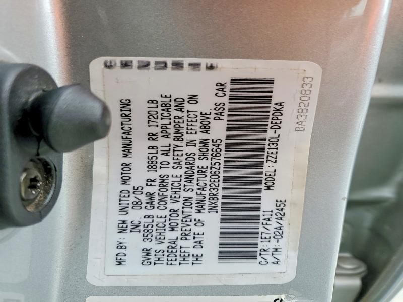 2006 Toyota Corolla მანქანა იყიდება აუქციონზე, vin: 1NXBR32E06Z576645, აუქციონის ნომერი: 57630656