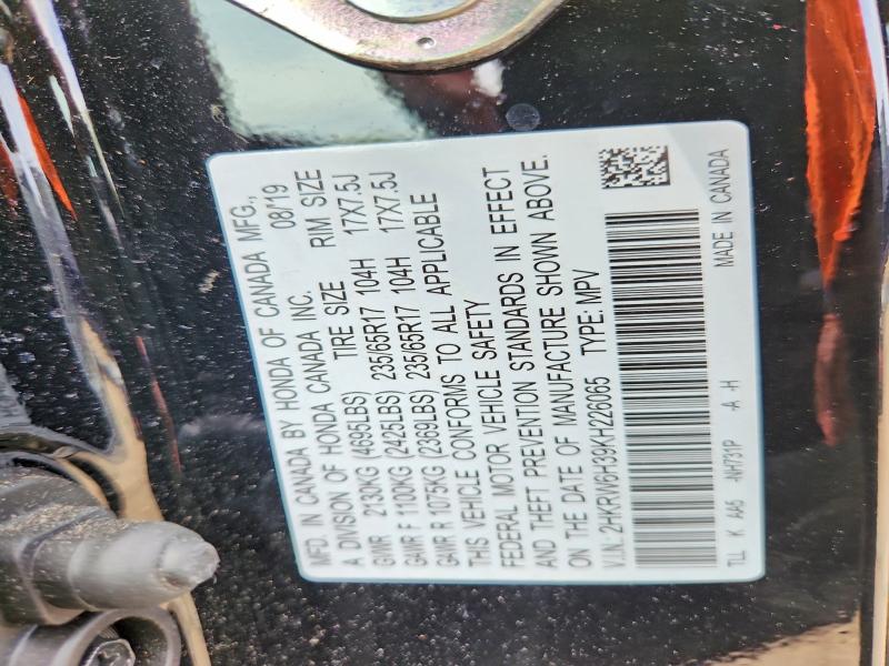 54404956 :رقم المزاد ، 2HKRW6H39KH226065 vin ، 2019 Honda Cr-v مزاد بيع