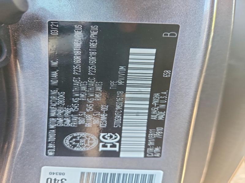 Aukcja sprzedaży 2021 Toyota Sienna, vin: 5TDGSKFC1MS016118, numer aukcji: 53207146
