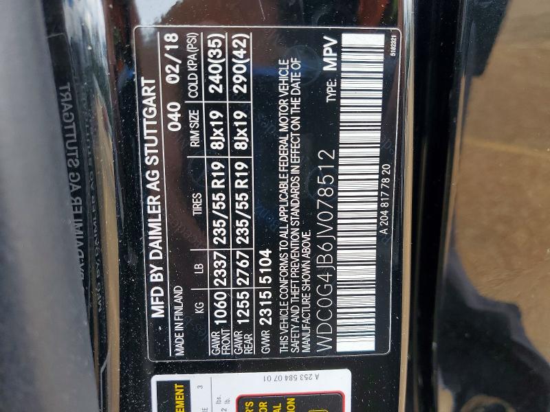 Продаж на аукціоні авто 2018 Mercedes-benz Glc, vin: WDC0G4JB6JV078512, номер лоту: 57590656