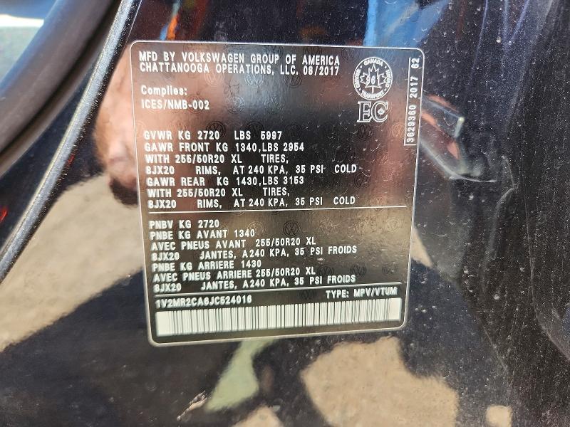 Продажа на аукционе авто 2018 Volkswagen Atlas, vin: 1V2MR2CA6JC524016, номер лота: 59012986