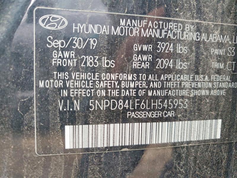2020 Hyundai Elantra მანქანა იყიდება აუქციონზე, vin: 5NPD84LF6LH545953, აუქციონის ნომერი: 57125266