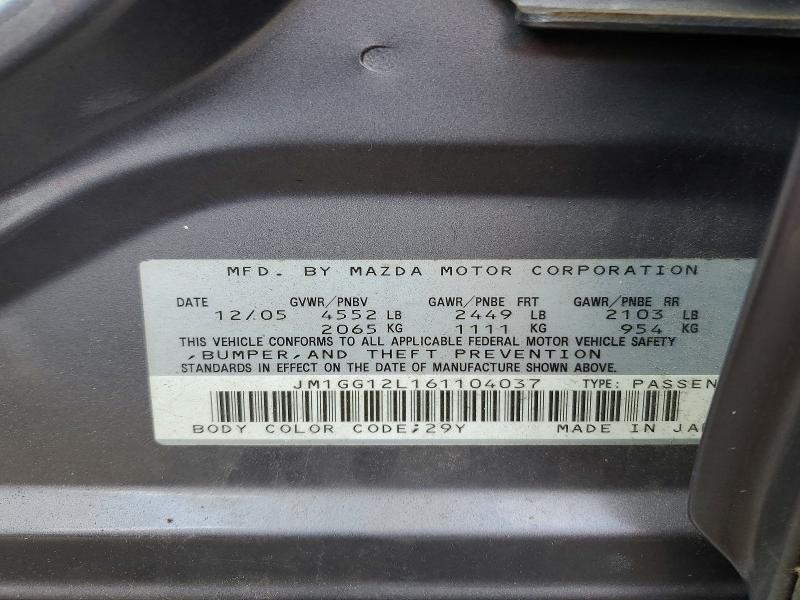 Aukcja sprzedaży 2006 Mazda Mazdaspeed3, vin: JM1GG12L161104037, numer aukcji: 56230246