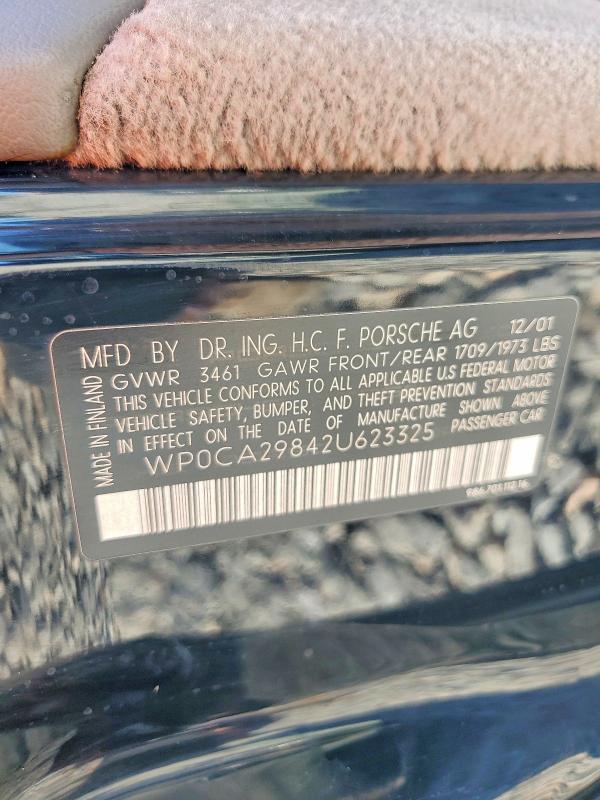 2002 Porsche Boxster მანქანა იყიდება აუქციონზე, vin: WP0CA29842U623325, აუქციონის ნომერი: 58218156