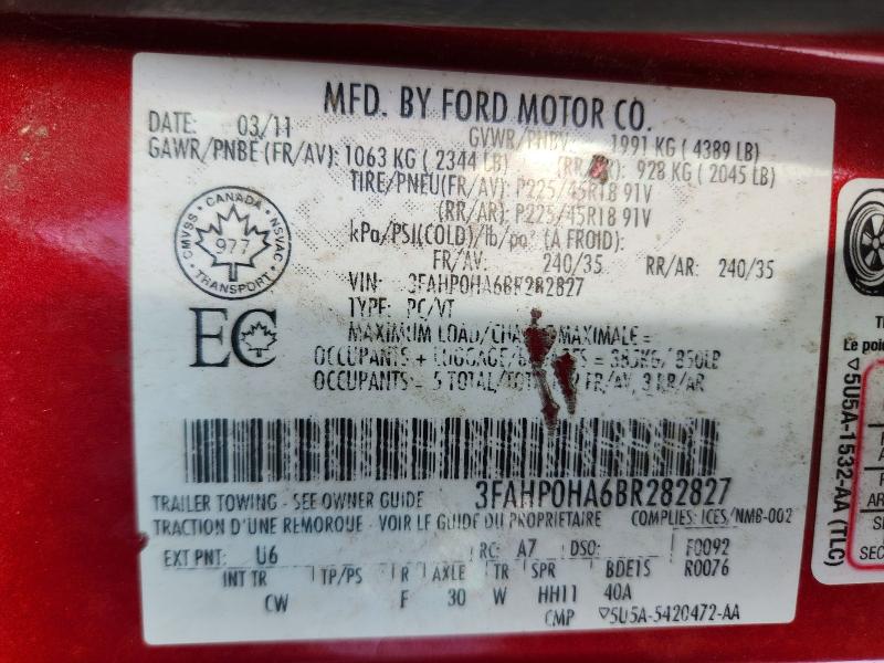Продаж на аукціоні авто 2011 Ford Fusion, vin: 3FAHP0HA6BR282827, номер лоту: 57871256
