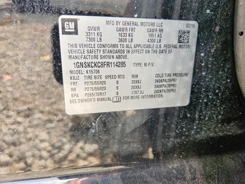 Aukcja sprzedaży 2015 Chevrolet Tahoe, vin: 1GNSKCKC8FR114285, numer aukcji: 57857736