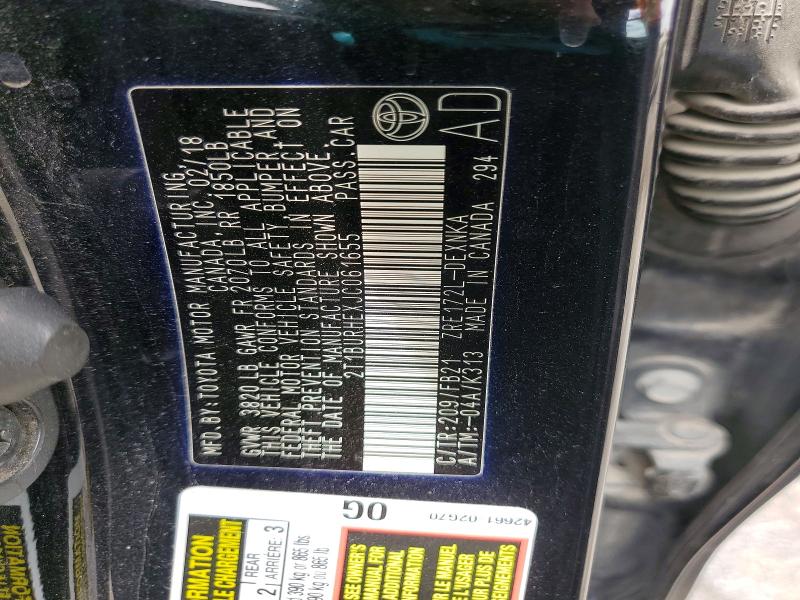 Aukcja sprzedaży 2018 Toyota Corolla, vin: 2T1BURHEXJC061655, numer aukcji: 56938256