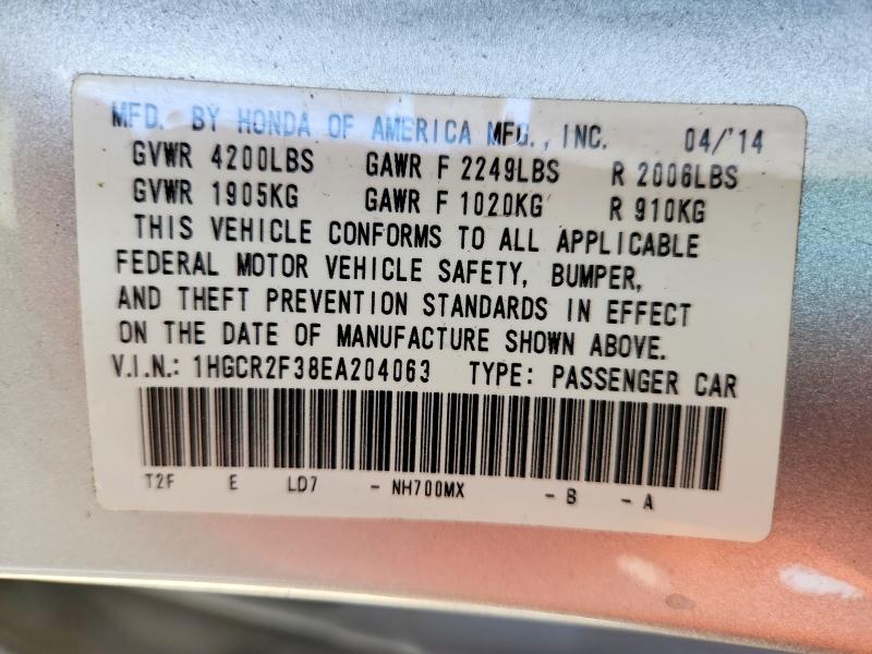 56423396 :رقم المزاد ، 1HGCR2F38EA204063 vin ، 2014 Honda Accord مزاد بيع