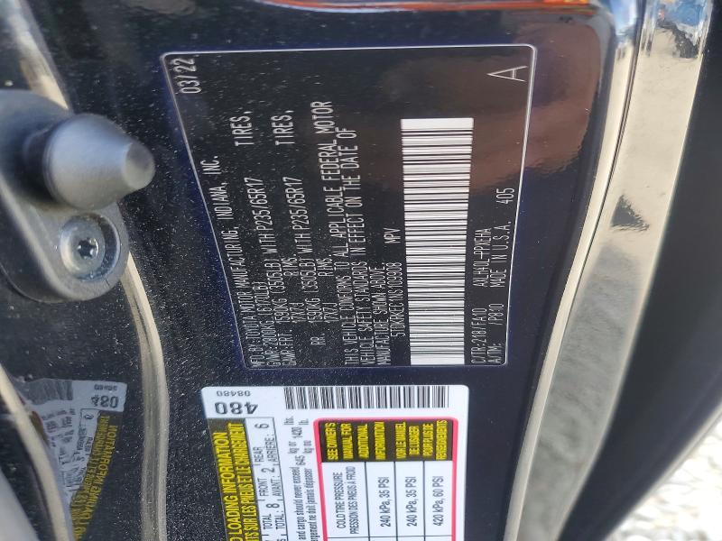 58515706 :رقم المزاد ، 5TDKRKEC1NS109908 vin ، 2022 Toyota Sienna مزاد بيع