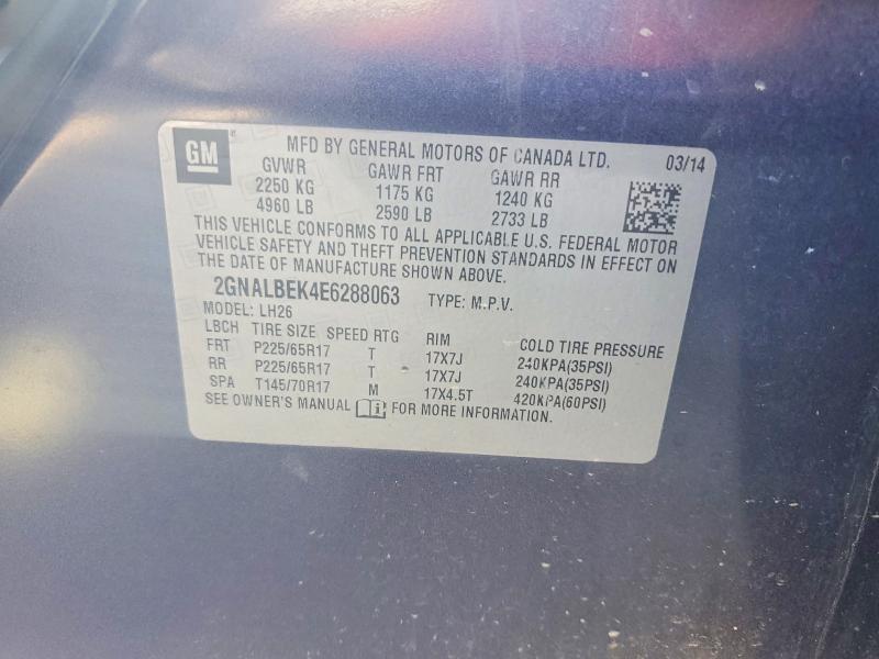 Продажа на аукционе авто 2014 Chevrolet Equinox, vin: 2GNALBEK4E6288063, номер лота: 56983256